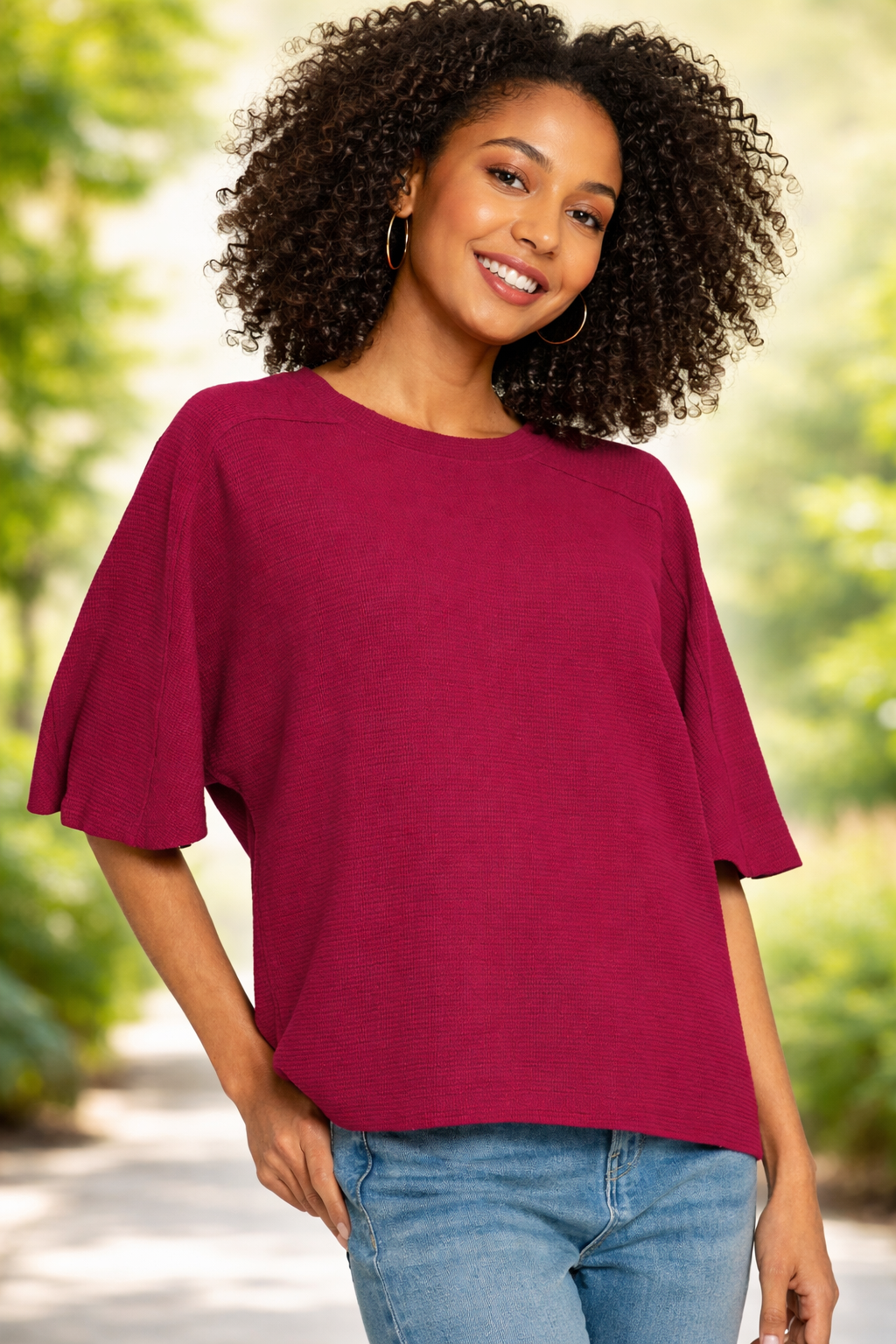 Double Knit Short Sleeve Top Everyday Style Essential