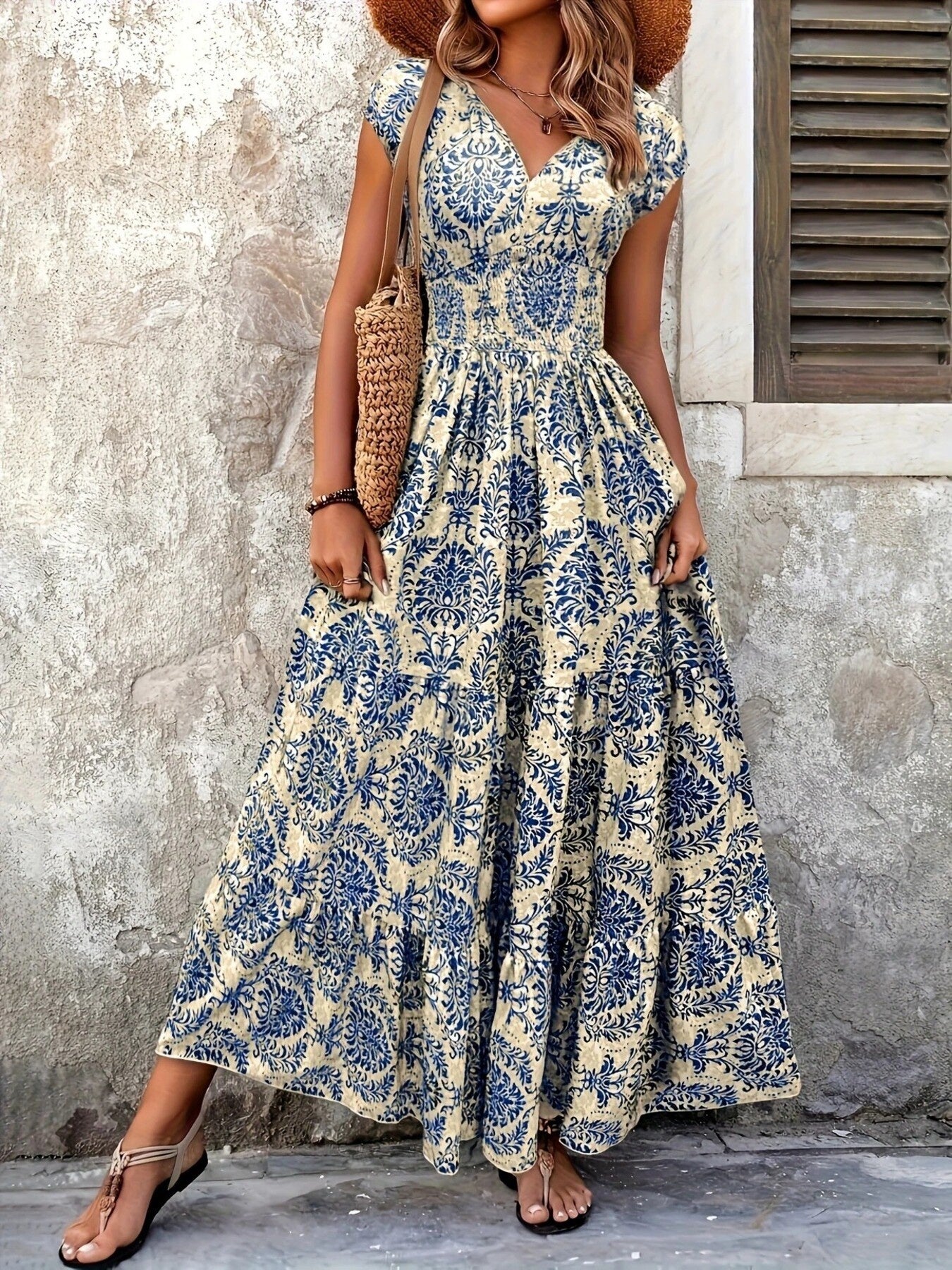 blue cap sleeve maxi dress Ice Blue Chiffon Cape Sleeves Maxi Dress Alizua